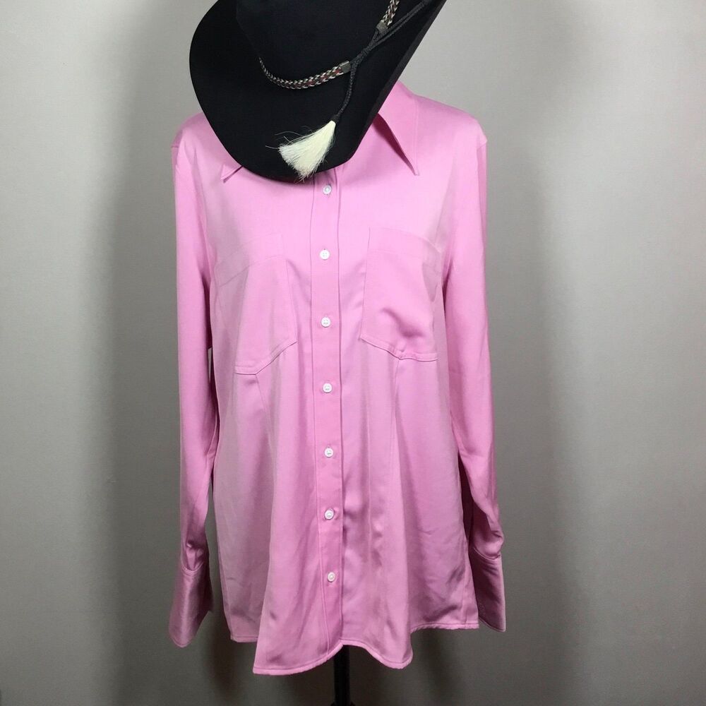 Levis western pink button down shirt long cuffs front pockets country Cowgirl L